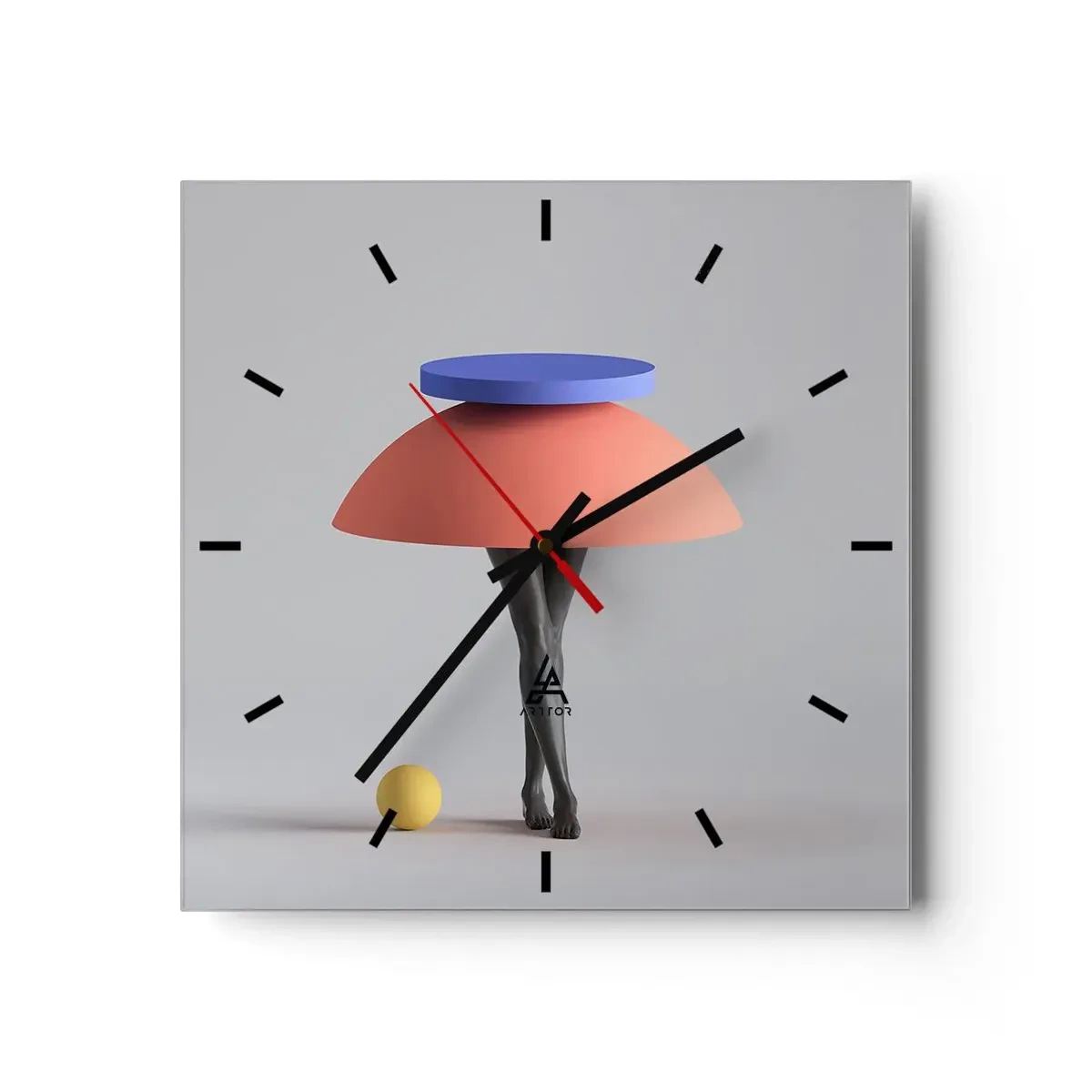 Väggklocka - Klocka på glas - Surrealistisk komposition - 30x30 cm