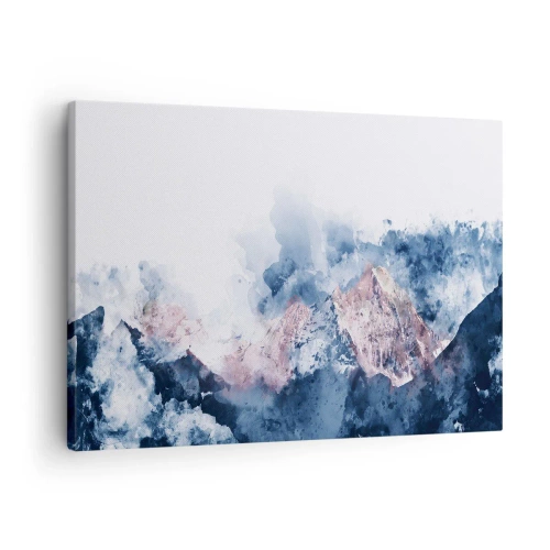Canvastavla - Bild på duk - Akvarellberg i pastellfärger på vit bakgrund - 70x50cm - Det är toppen! - Modern väggdekoration för vardagsrum och sovrum ARTTOR