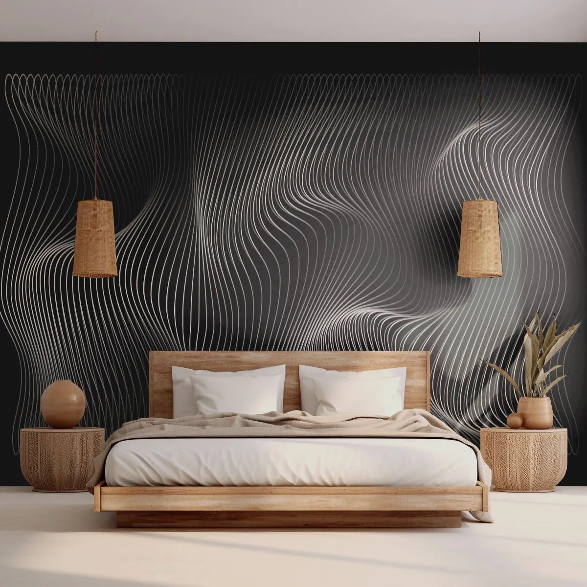 Fototapet Premium Canvas - Ljusets dans i rymden - 3D, Rader, Modern - 350x256 cm