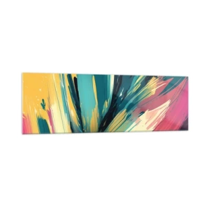 Glastavla - Bild på glas - Komposition - en explosion av glädje - 160x50 cm