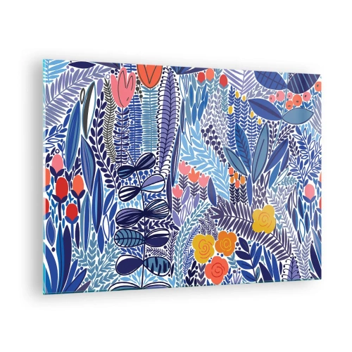Glastavla - Bild på glas - En färgglad tropisk växtkomposition - 70x50cm - Hawaii-trädgård - Modern väggdekoration för vardagsrum och sovrum ARTTOR