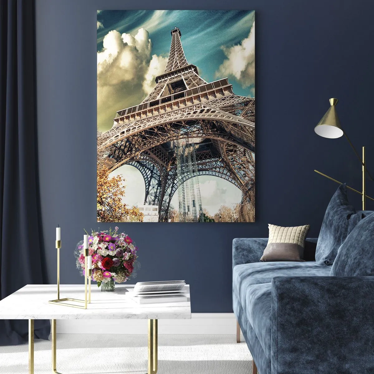 Glastavla - Bild på glas - Och på hösten i Paris... - 50x70 cm