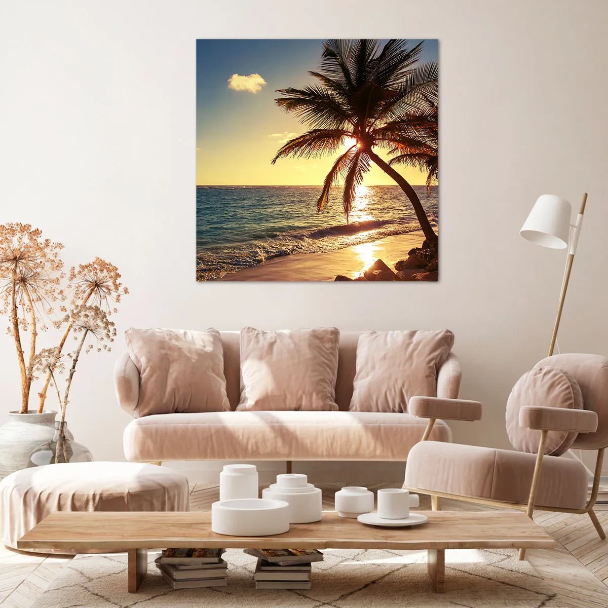 Canvastavla - Bild på duk - Sommar under palmträden - 30x30 cm