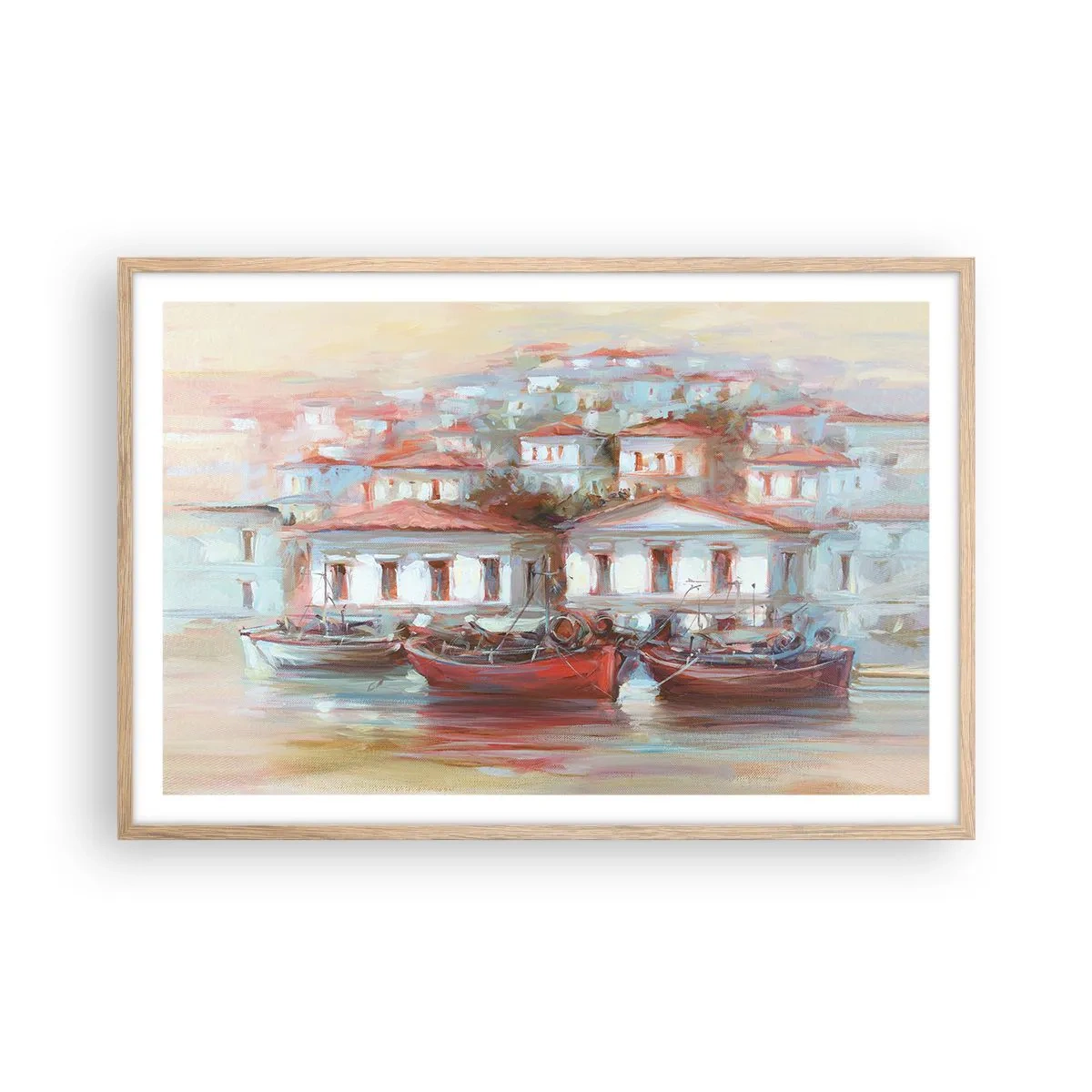 Affisch i ram av ljusek - Lycklig stad - 91x61 cm