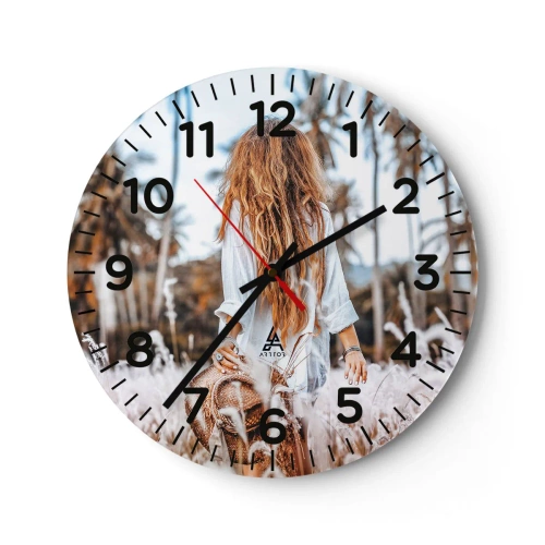 Väggklocka - Klocka på glas - Född ur gräsdun - 40x40 cm