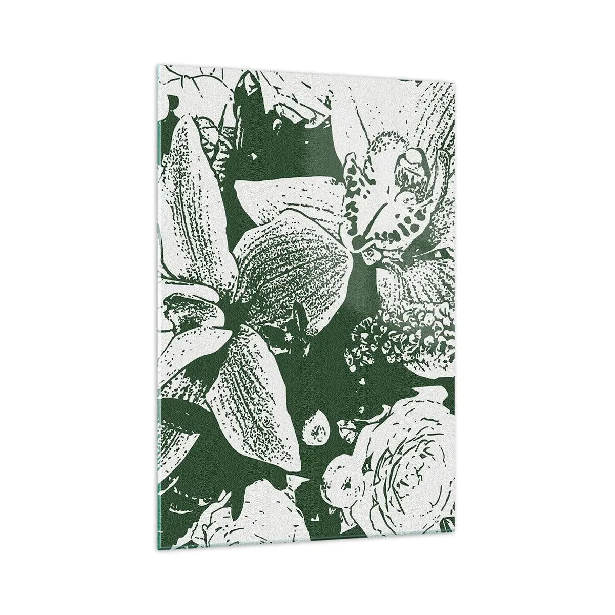 Glastavla - Bild på glas - Bukett - en värld av grönska - 70x100 cm