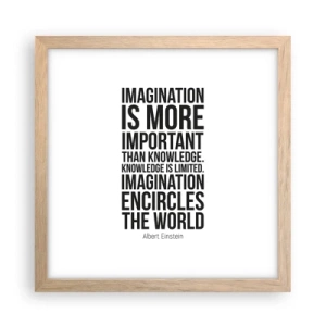 Affisch i ram av ljusek - Einstein om fantasins styrka - 30x30 cm