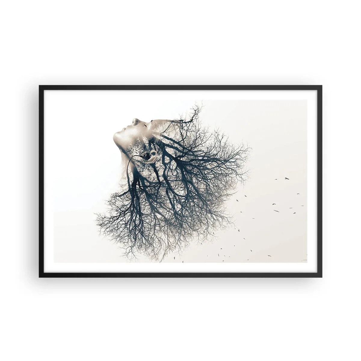 Affisch i svart ram - Lyssnar på trädens viskningar - 91x61 cm