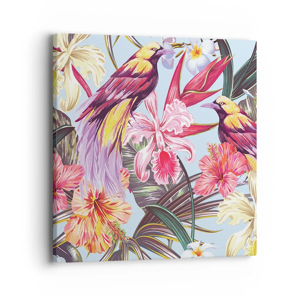 Canvastavla - Bild på duk - Flingor och fjädrar - 40x40 cm