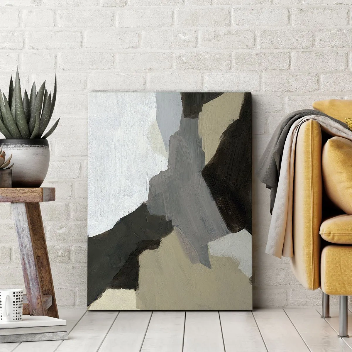 Canvastavla - Bild på duk - Abstraktion: avgrening av det gråa - 80x120 cm