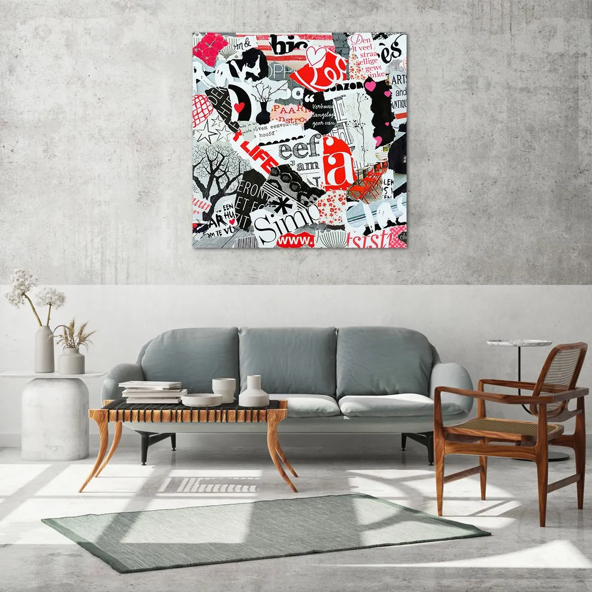 Glastavla - Bild på glas - Hipster collage - 40x40 cm