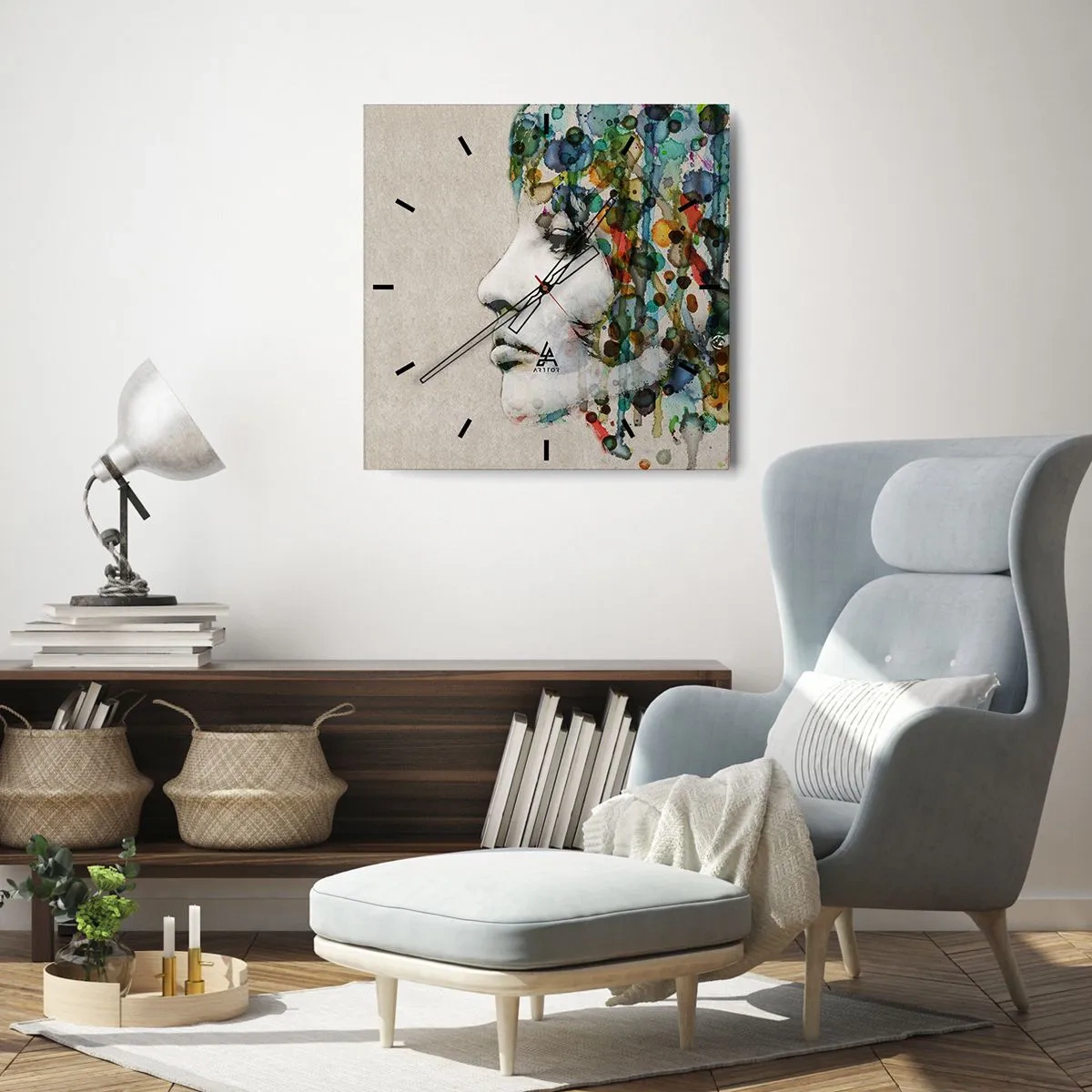 Väggklocka - Klocka på glas - Uppstånden ur glädje - 40x40 cm