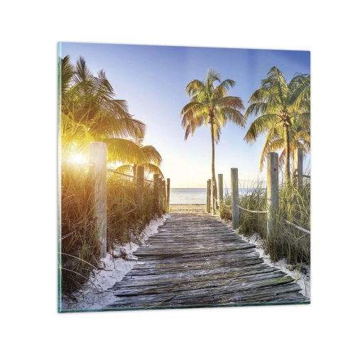 Glastavla - Bild på glas - Raka vägen till paradiset - 40x40 cm