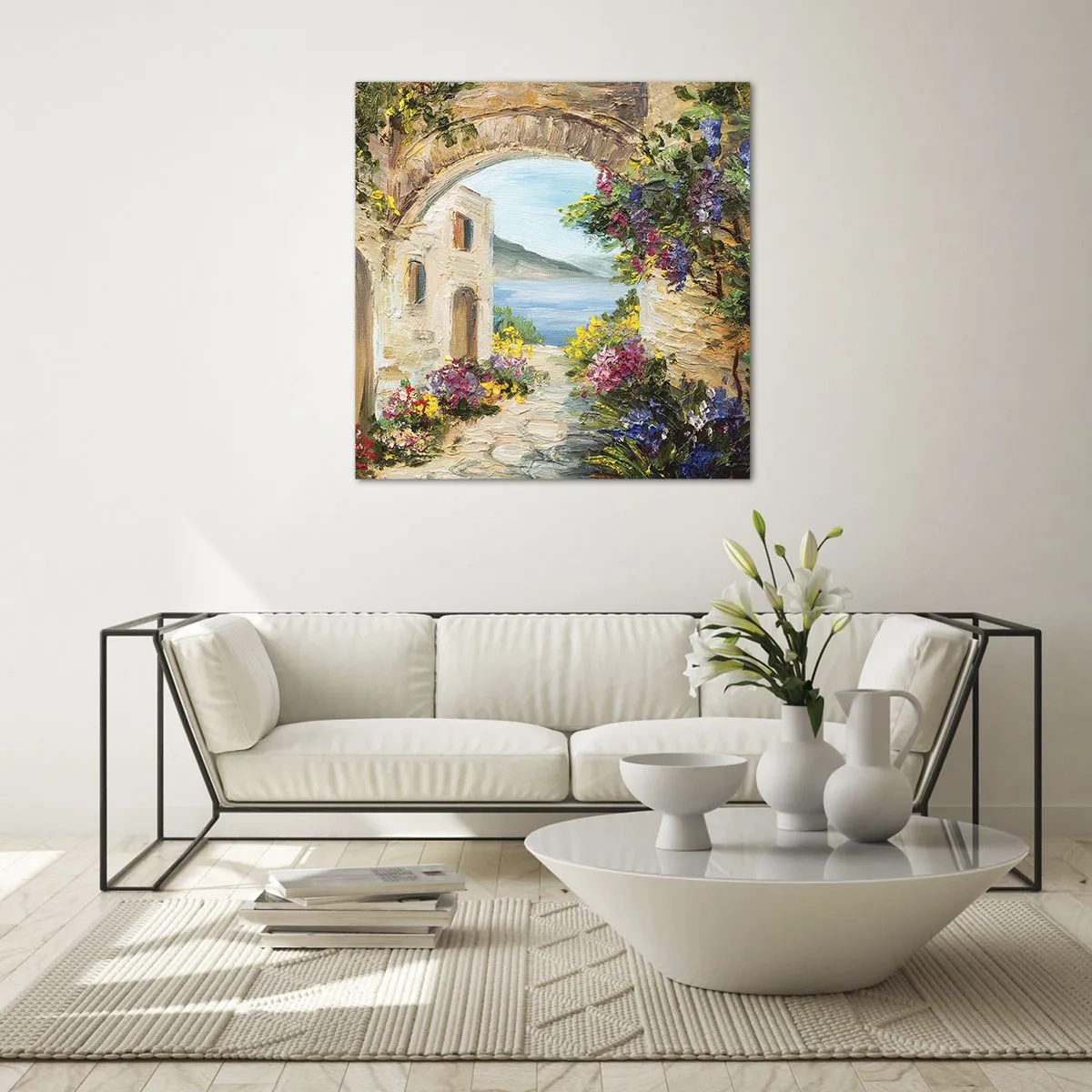 Glastavla - Bild på glas - Kustprovinsens charm - 70x70 cm