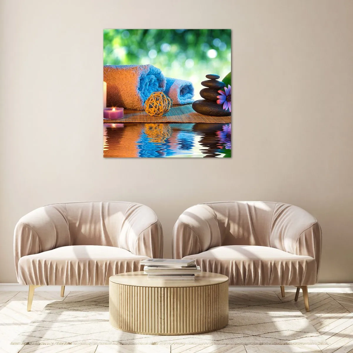 Glastavla - Bild på glas - Tid för kroppen - 70x70 cm