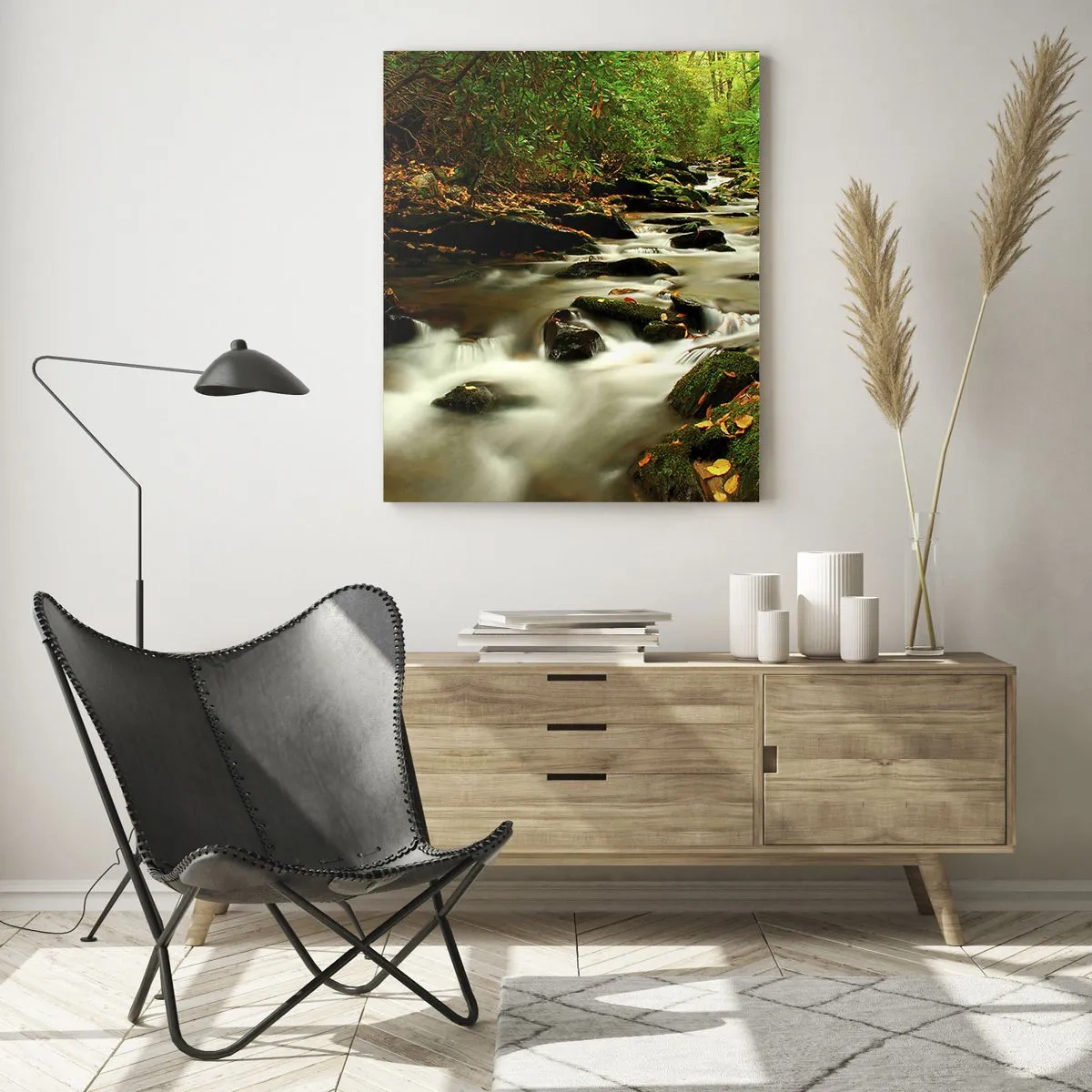 Glastavla - Bild på glas - Som flytande silver - 50x70 cm