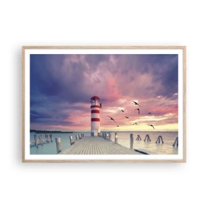 Affisch i ram av ljusek - Dags att bege sig till hamnen - 100x70 cm