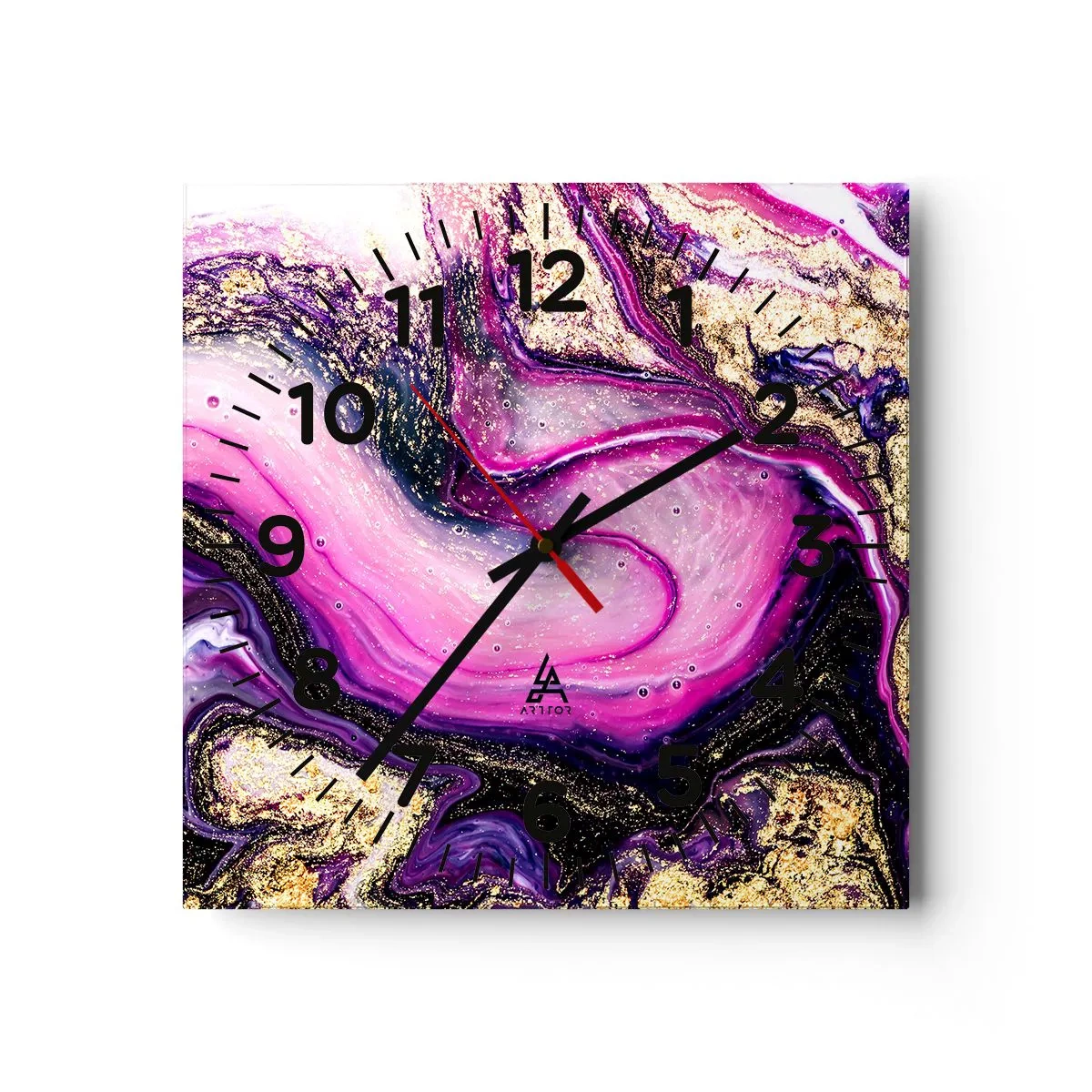 Väggklocka - Klocka på glas - En stund bakom kulisserna - 40x40 cm