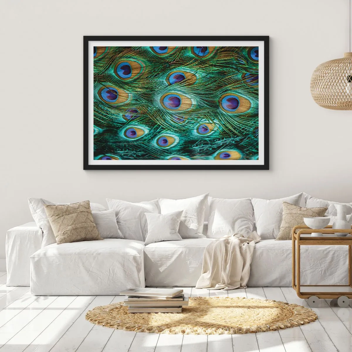 Affisch i svart ram - Påfågels blick - 70x50 cm