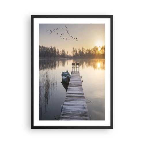 Affisch i svart ram - Sjöpiren vid soluppgången - 50x70cm - Kommer tillbaka om en viss tid - Modern väggdekoration för vardagsrum och sovrum ARTTOR