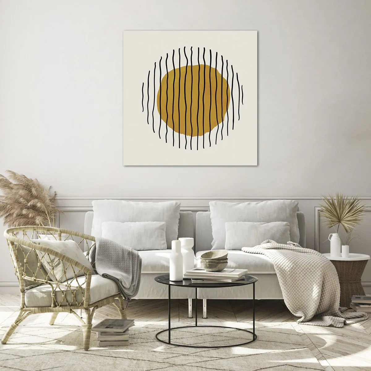 Glastavla - Bild på glas - Abstraktion som darrar av glöd - 70x70 cm