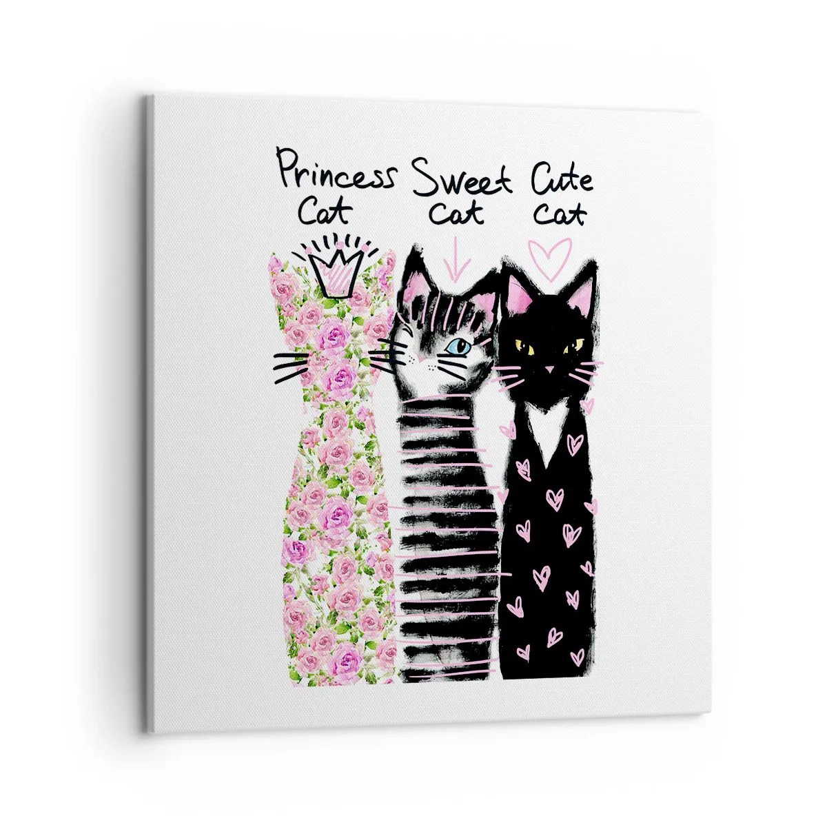 Canvastavla - Bild på duk - Det var en gång tre katter - 50x50 cm