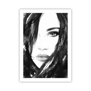 Affisch - En damportätt i svart och vit - 50x70 cm