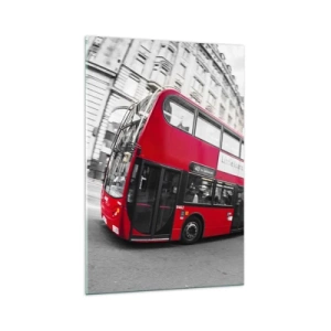 Glastavla - Bild på glas - Londo traditionellt - by bus - 70x100 cm
