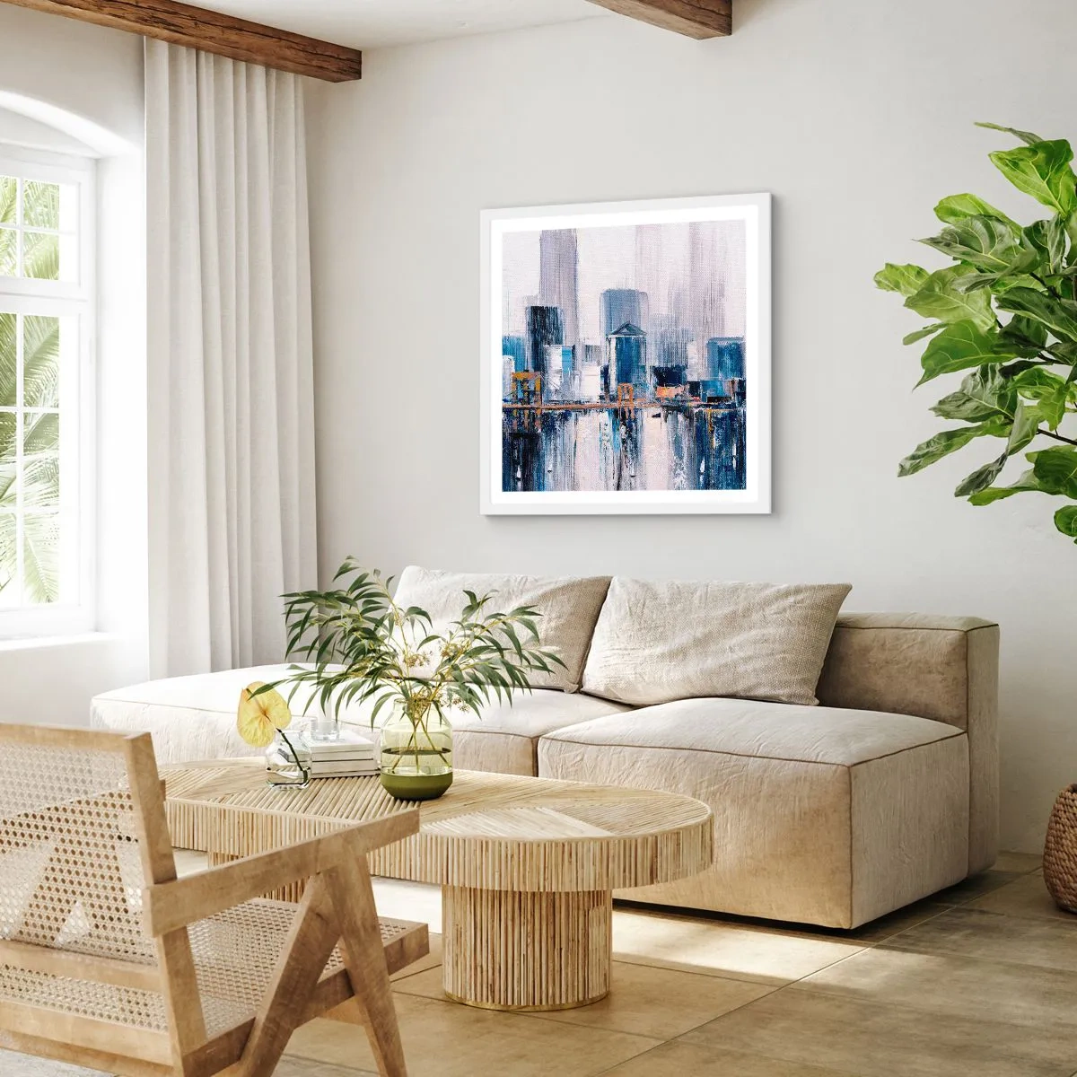 Affisch i vit ram - New York-impression - 60x60 cm