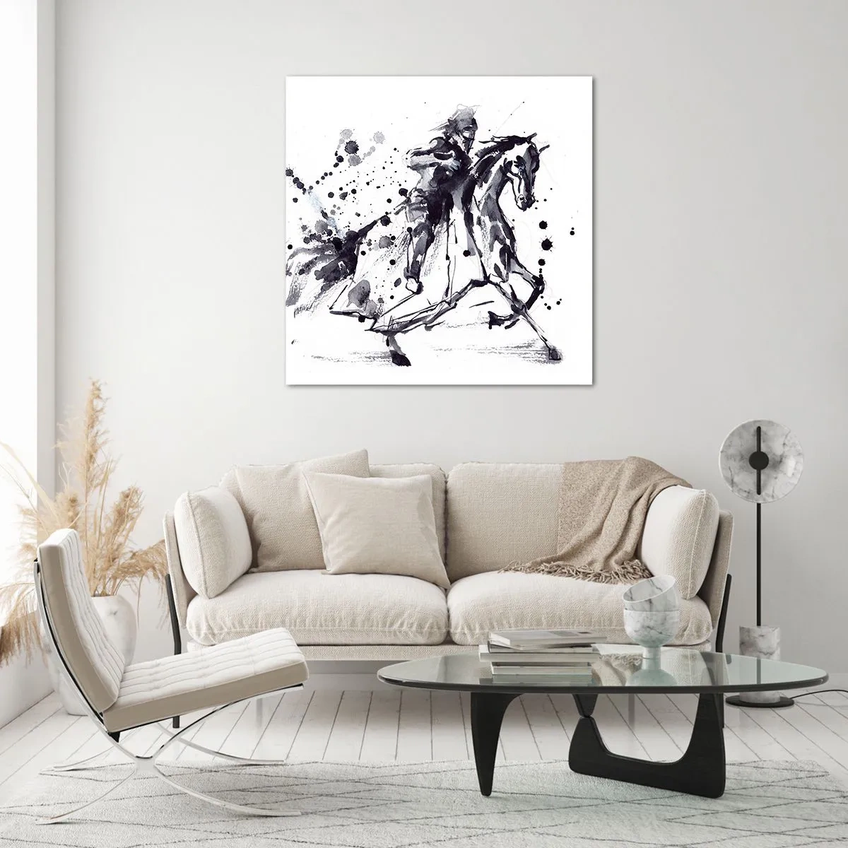 Glastavla - Bild på glas - Svart riddare - 70x70 cm