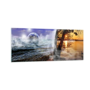 Glastavla - Bild på glas - Surrealistiskt landskap - naturens enighet - 100x40 cm