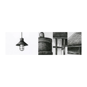 Provbit av fototapet Premium Canvas - Som för många år sedan... - Lampa, Teckning, Penna - 100x30 cm