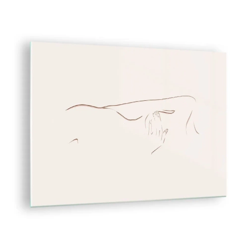 Glastavla - Bild på glas - En abstrakt linje som avbildar konturerna av en kropp i en delikat, minimalistisk stil. - 70x50cm - Begärans form - Modern väggdekoration för vardagsrum och sovrum ARTTOR