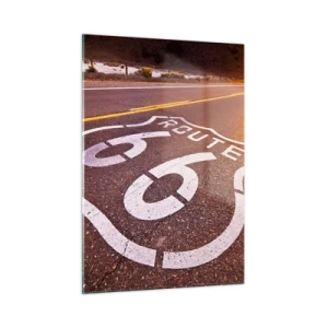 Glastavla - Bild på glas - Den kända Route 66 - 50x70 cm