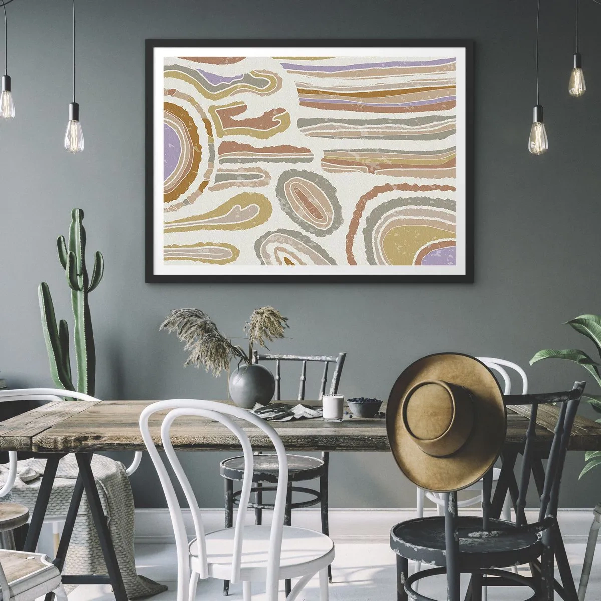 Affisch i svart ram - Färgglada tvärsnitt - 70x50 cm