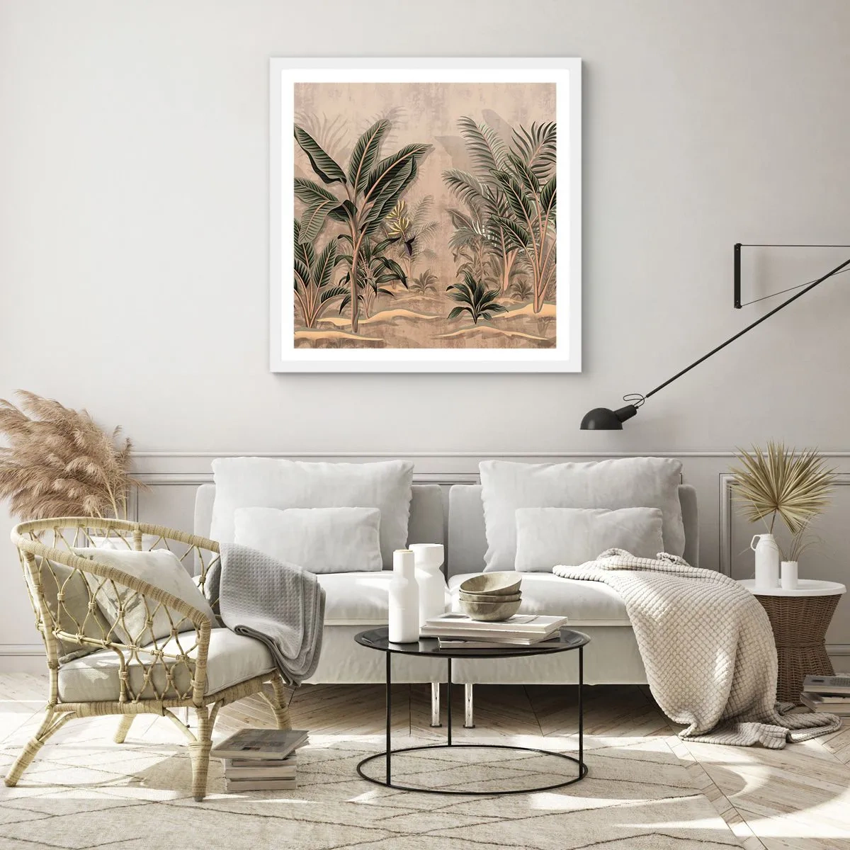 Affisch i vit ram - Bild i kolonial stil - 40x40 cm