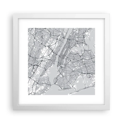 Affisch i vit ram - Metropolens anatomi - 30x30 cm