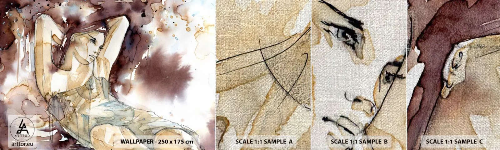 Provbit av fototapet Premium Canvas - I lila stämningen - Abstraktion, Kvinna, Kropp - 100x30 cm