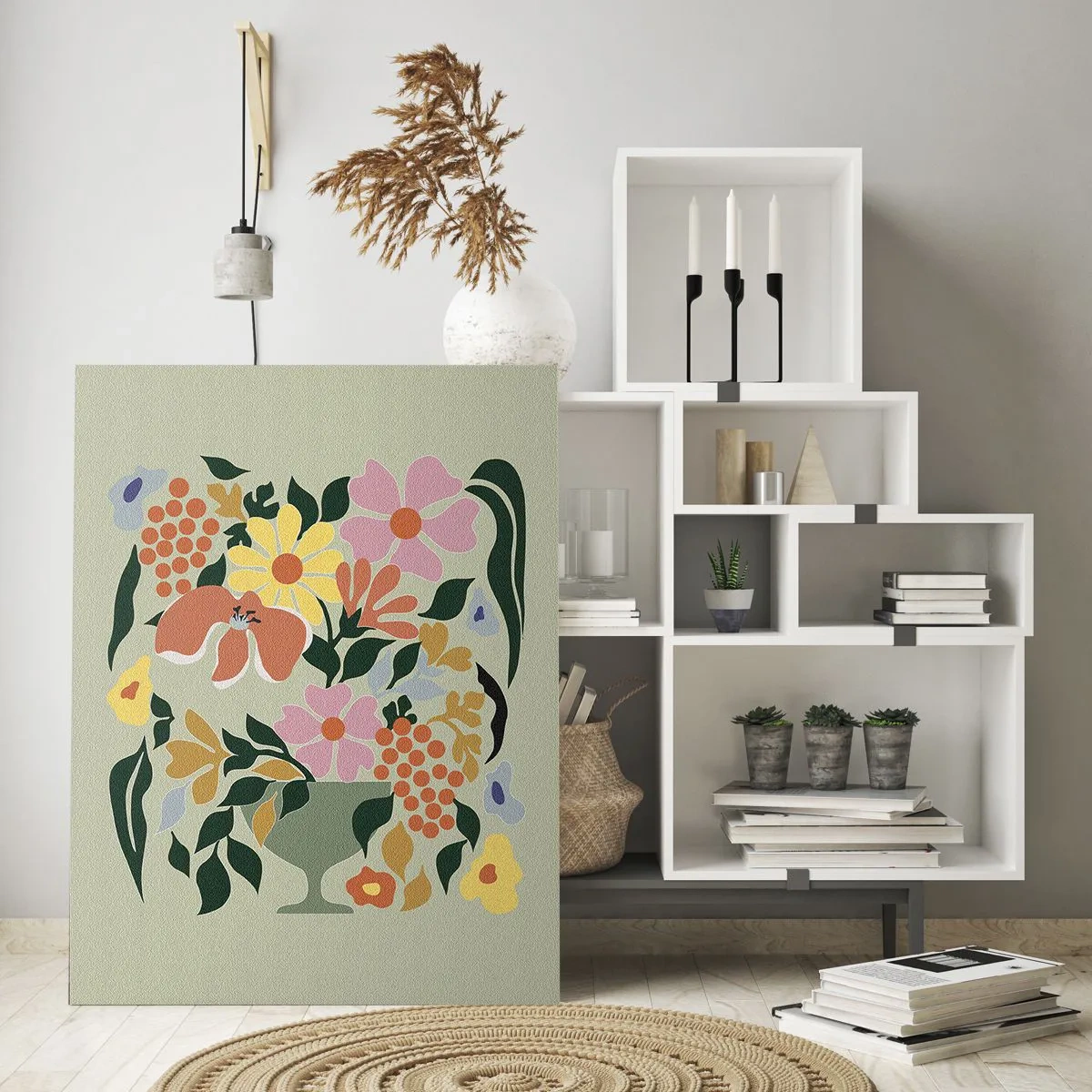 Glastavla - Bild på glas - En bukett full av liv - 70x100 cm