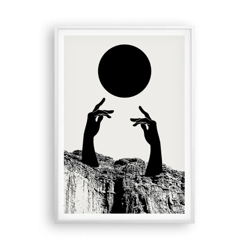 Affisch i vit ram - Surrealistisk komposition: solen och resten - 70x100 cm