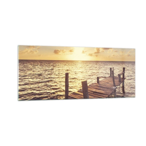 Glastavla - Bild på glas - Gyllene mildhetslandskap - 100x40 cm
