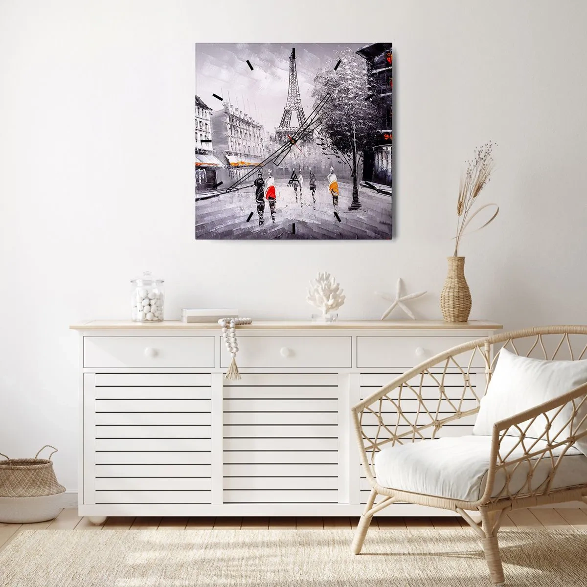 Väggklocka - Klocka på glas - Promenad i Paris - 30x30 cm