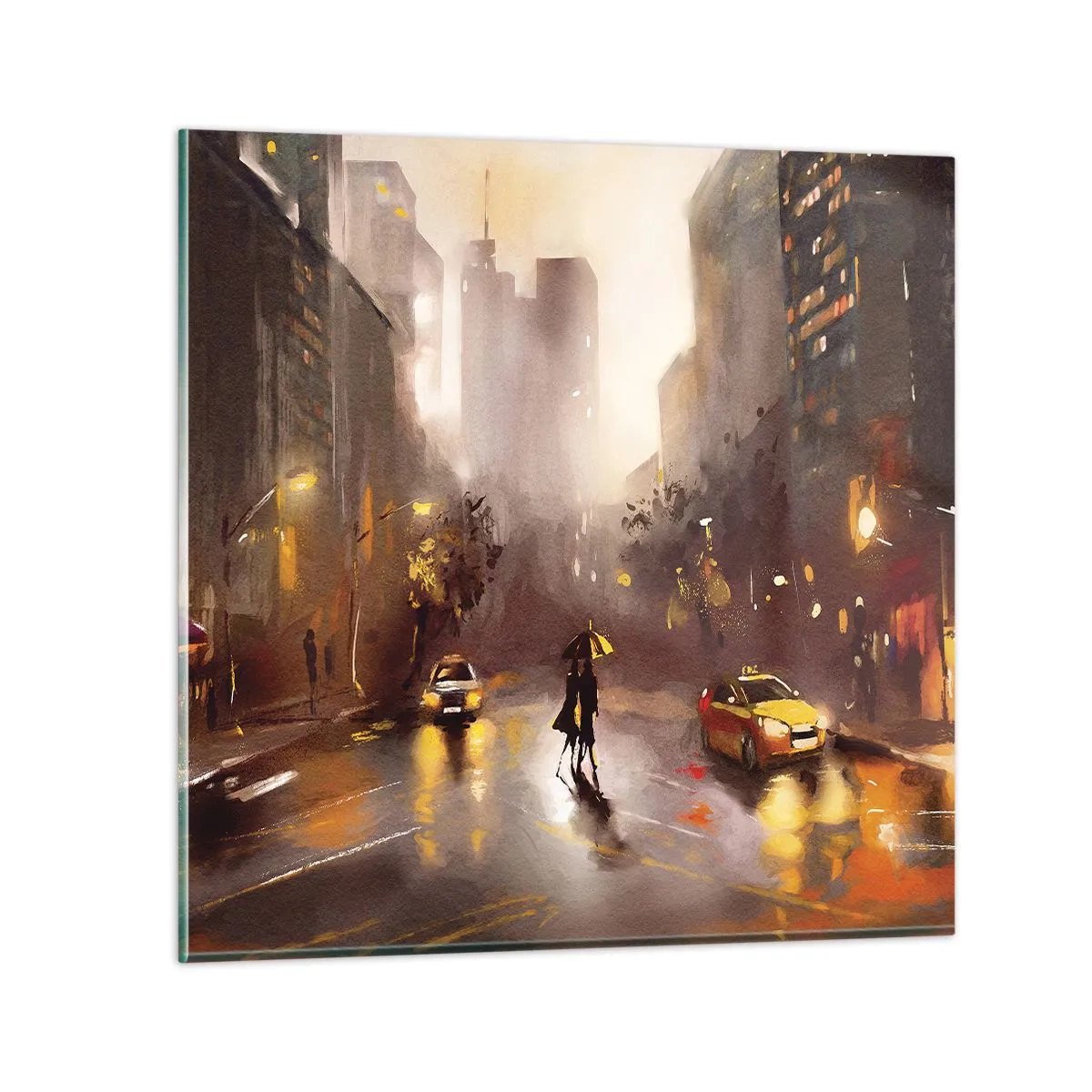 Glastavla - Bild på glas - I New Yorks ljus - 30x30 cm