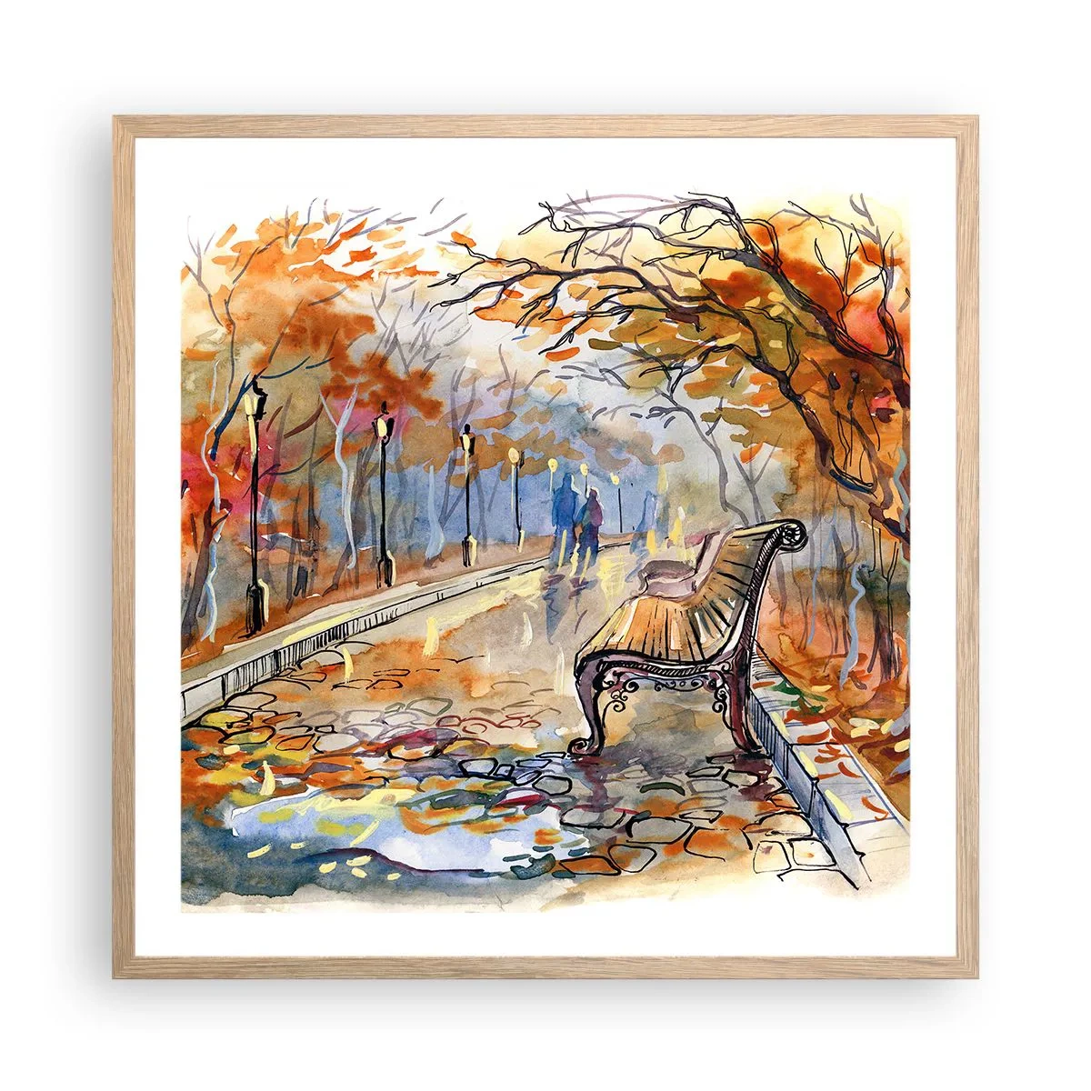Affisch i ram av ljusek - Vandra tillsammans mot hösten - 60x60 cm