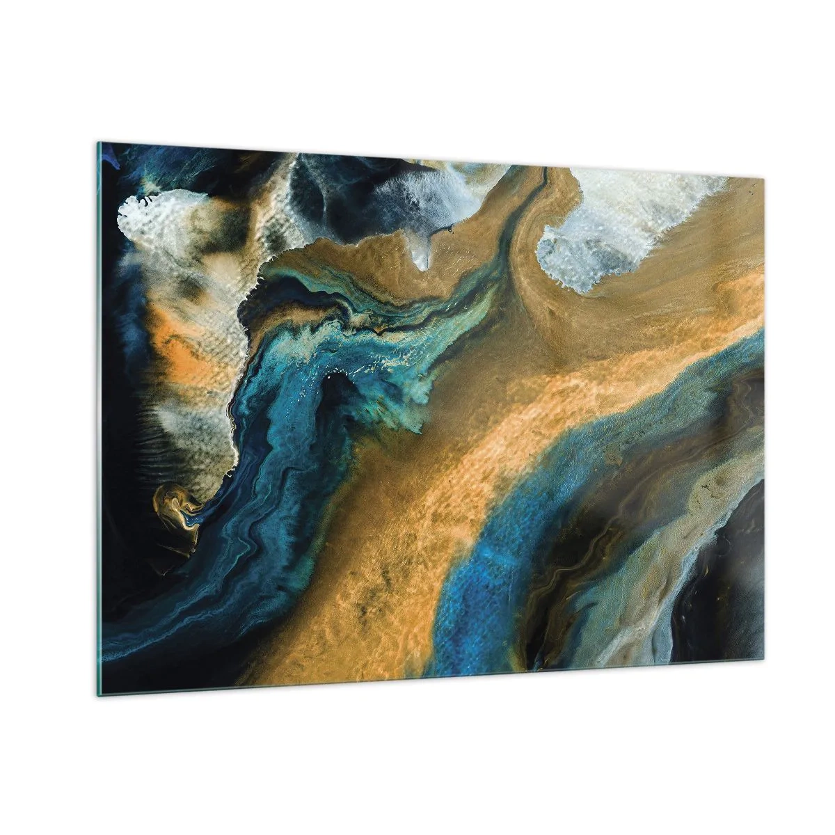 Glastavla - Bild på glas - Blå – gul – ömsesidiga influenser - 100x70 cm