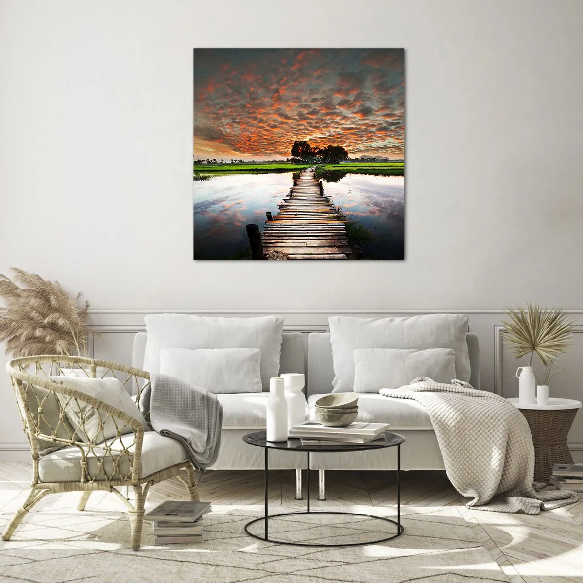 Glastavla - Bild på glas - Fäll ut armarna - andas  - 60x60 cm
