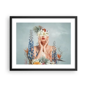 Affisch i svart ram - Kvinna - blomma - 50x40 cm