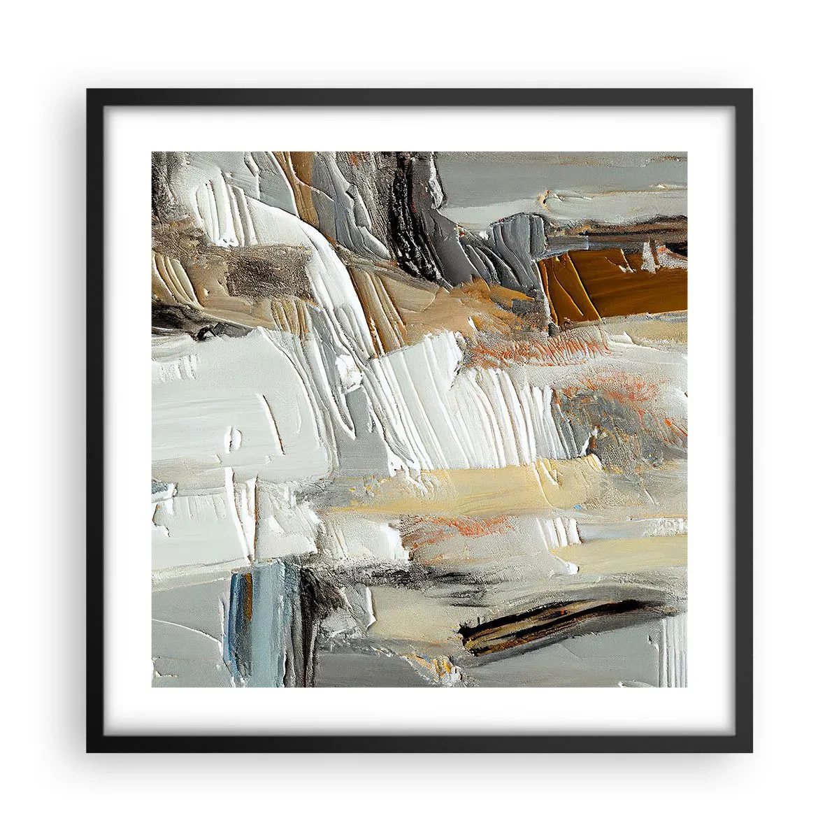 Affisch i svart ram - Färgstarka lager på lager - 50x50 cm