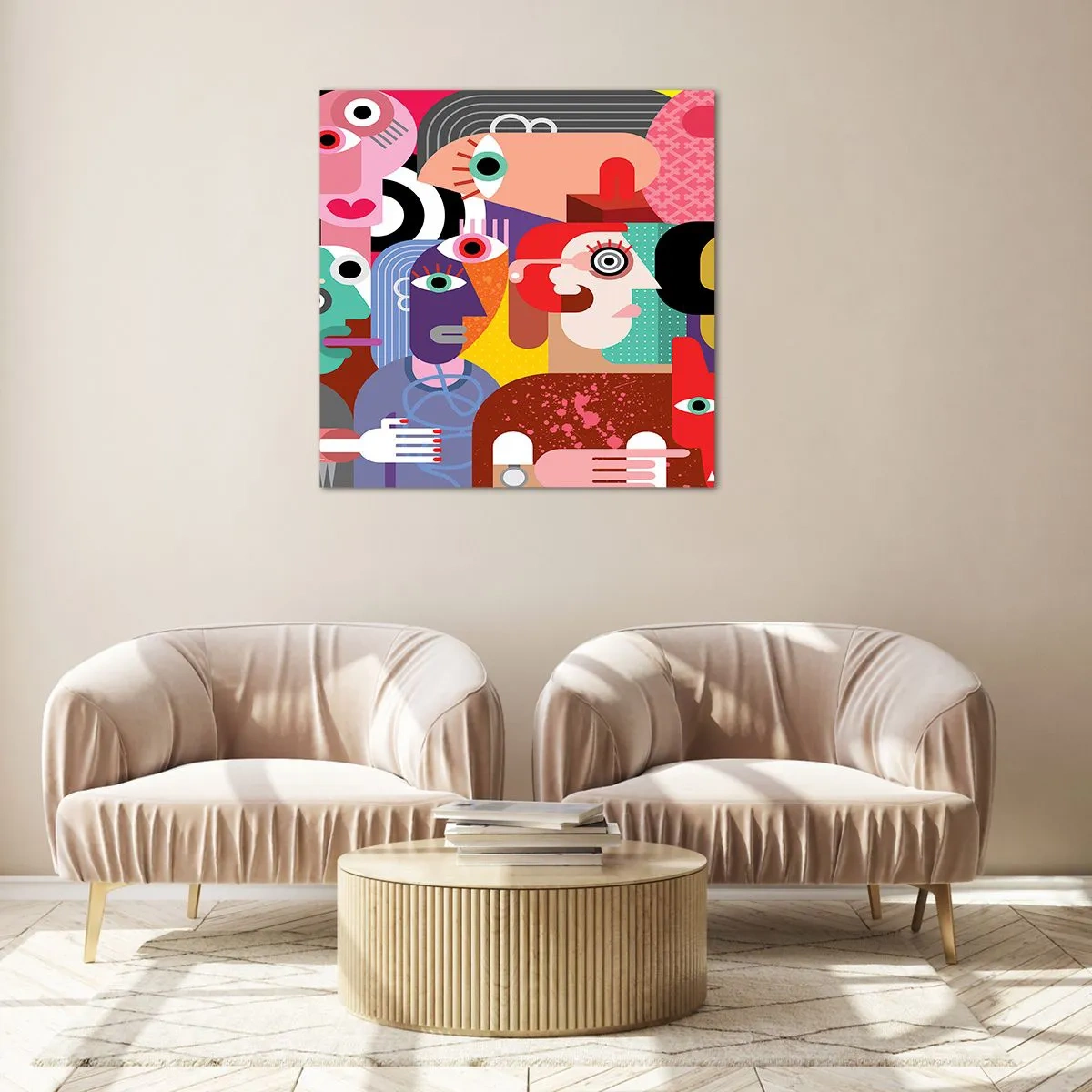 Glastavla - Bild på glas - Vi är från Picasso - 70x70 cm