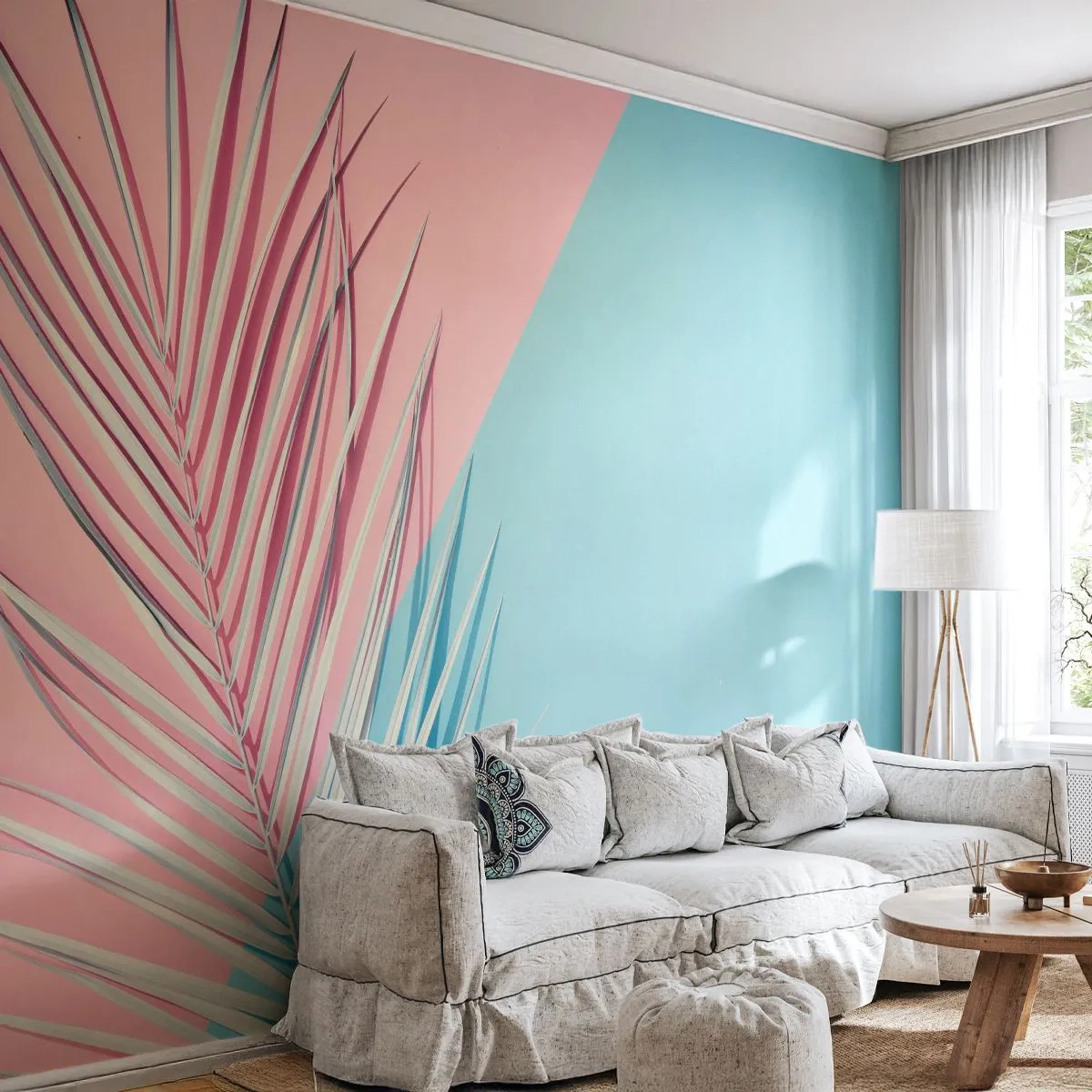 Fototapet Premium Sand - Tropisk impression - Palmblad, Abstraktion, Grafik - 500x350 cm